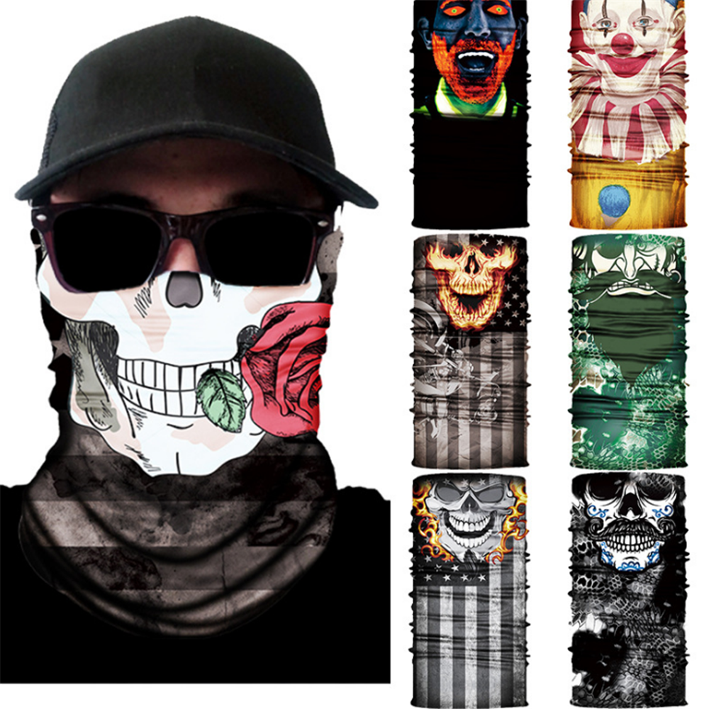 3D Tube Custom Logo Magic Sport Biker Cooling Neck Ghost Skull Face Shields Mask Multifunctional Seamless Tubular Bandanas