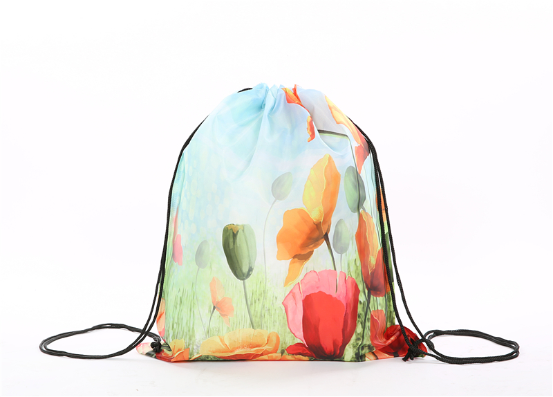 Promotional Custom Logo Printing Portable Polyester Canvas Nylon Drawstring Bag