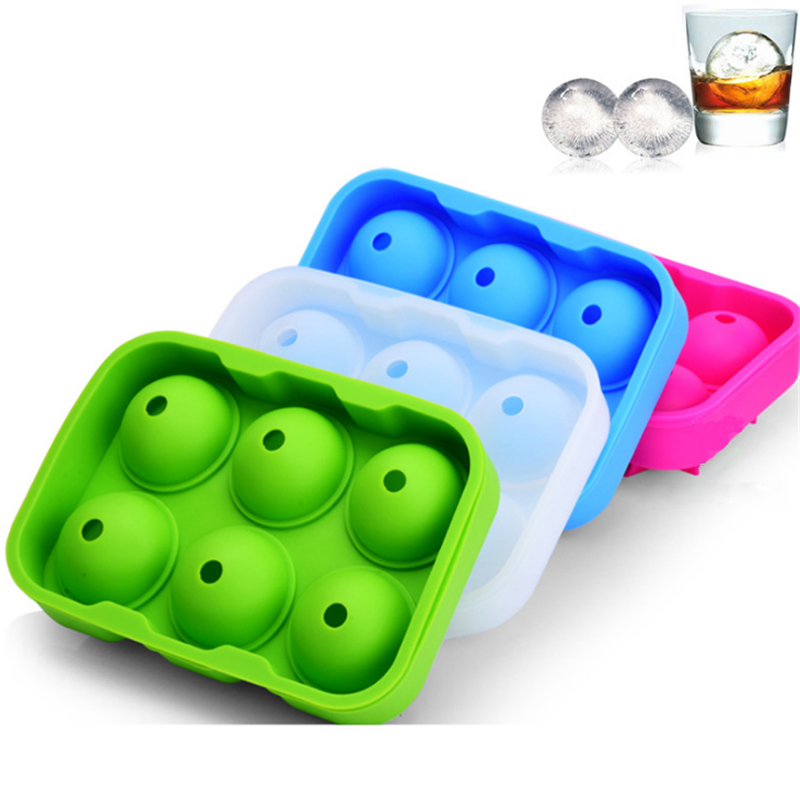 China Supplier 6 Cavity Sphere Silicone Ice Maker Mold, Ball Shape Silicone Ice Cube Tray