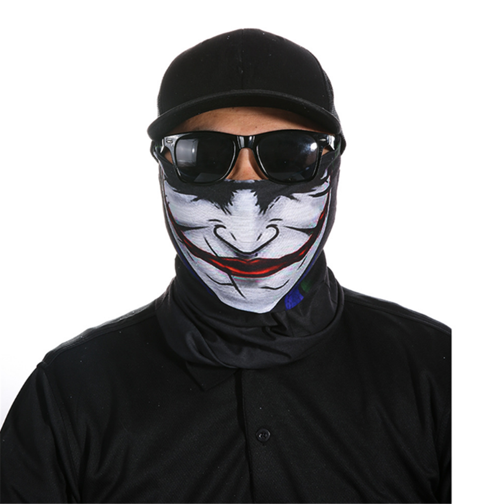 3D Joker Men Skull Ghost Shield Tube Face Mask Headband Seamless Multifunction Magic Bandana Scarf Headwear Ring Headscarf