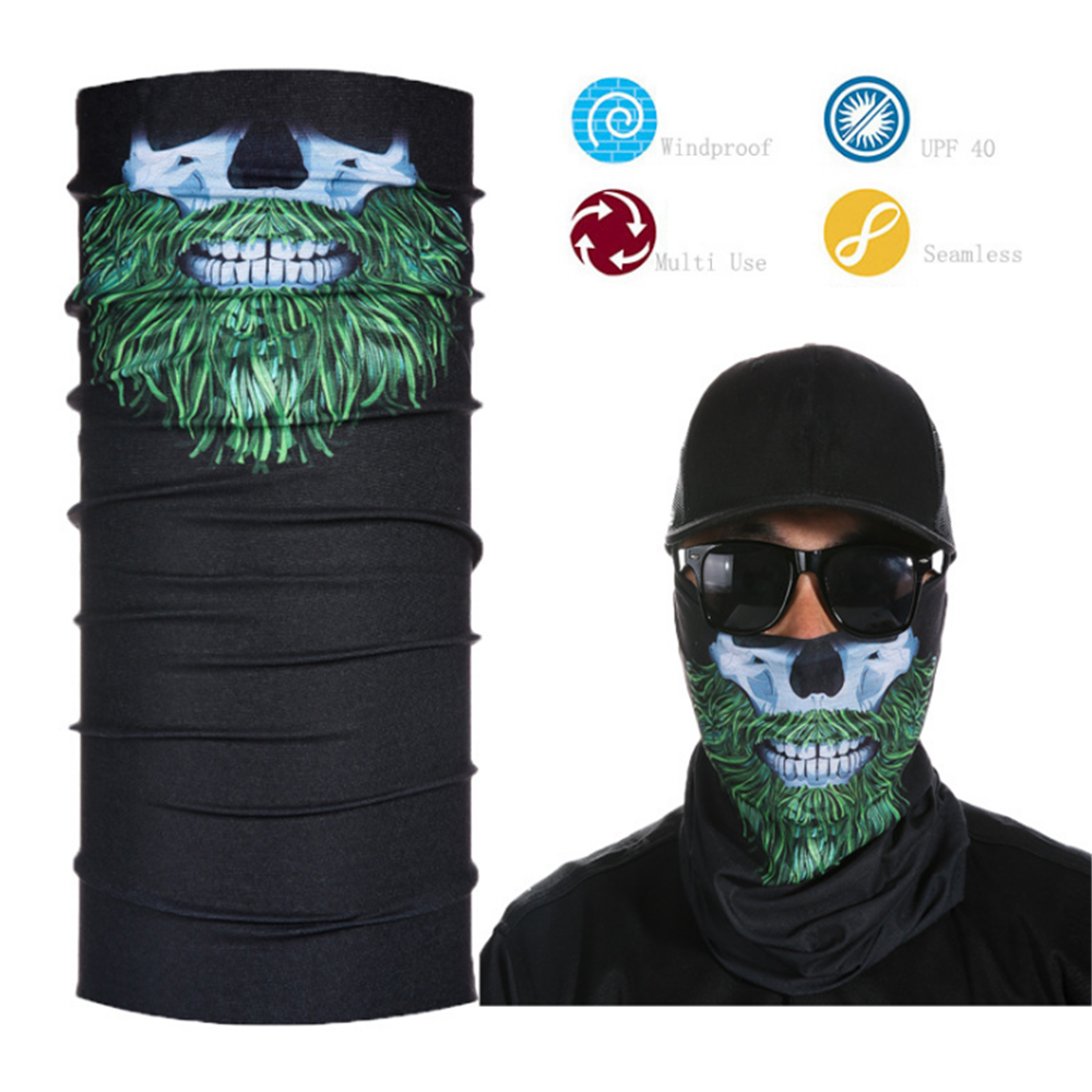 3D Joker Men Skull Ghost Shield Tube Face Mask Headband Seamless Multifunction Magic Bandana Scarf Headwear Ring Headscarf