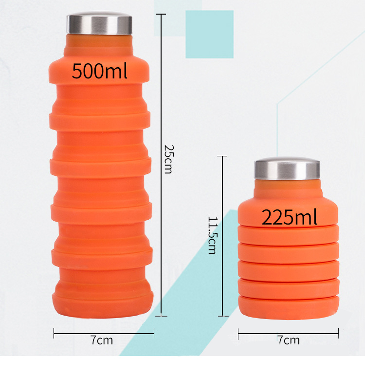 Stocked, BPA Free High Quality Expandable Folding Collapsible Travel Sports Drinking Silicone Foldable Water Bottle 
