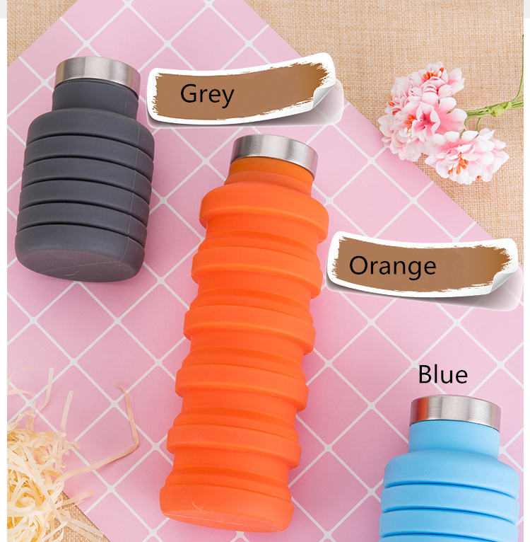 Stocked, BPA Free High Quality Expandable Folding Collapsible Travel Sports Drinking Silicone Foldable Water Bottle 