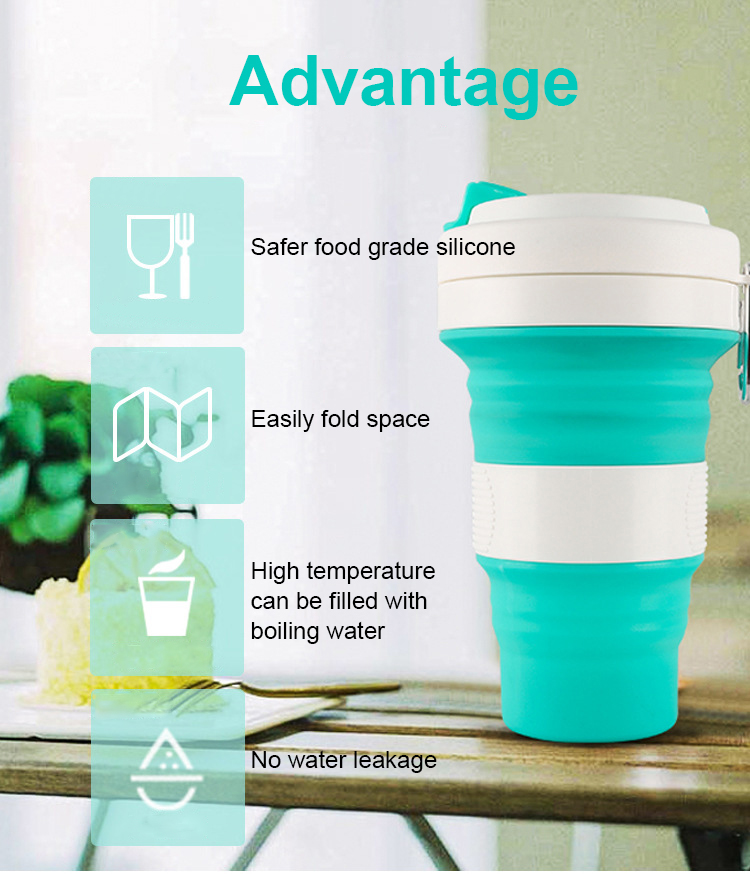 New Travel Outdoor Collapsible Coffee Drinking Cup Reusable Telescopic Silicone Folding Cup Water Bottle 